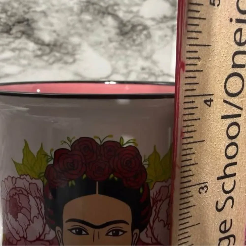 Frida Kahlo Ceramic Camper Coffee Mug - Pink Interior - Like New
